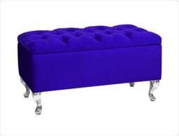 Londona 180cm Chesterfield Ottoman Storage Bench - Plush Velvet Shoe Bench - Sapphire Blue Upholstery Footstool with Storage