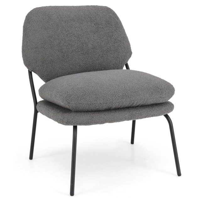 COSTWAY Armless Accent Chair Teddy Fleece Fabric Upholstered Leisure Chair-Grey