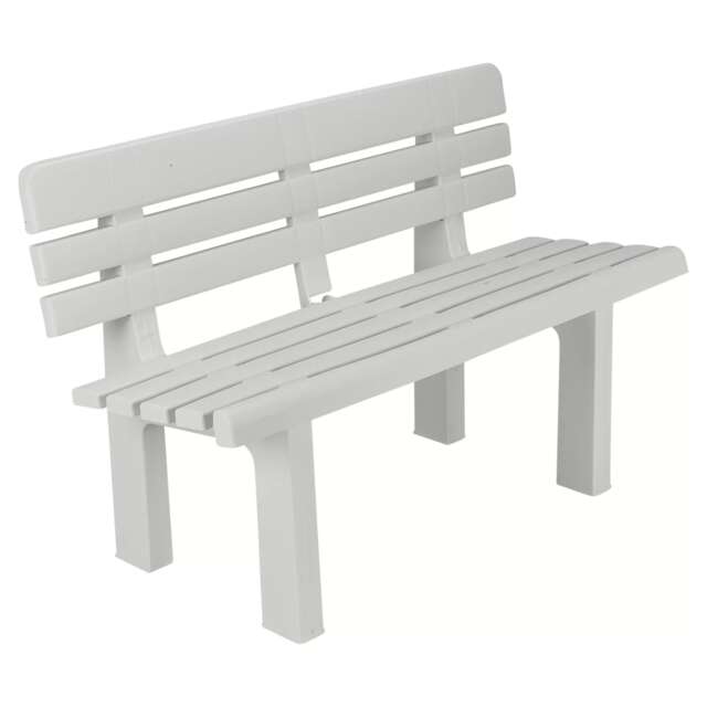 2 Seater Plastic Garden Bench Weather Resistant Waterproof Outdoor Furniture White White