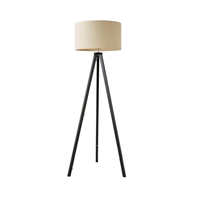 ValueLights Barbro Black Tripod Floor Lamp Cream Shade