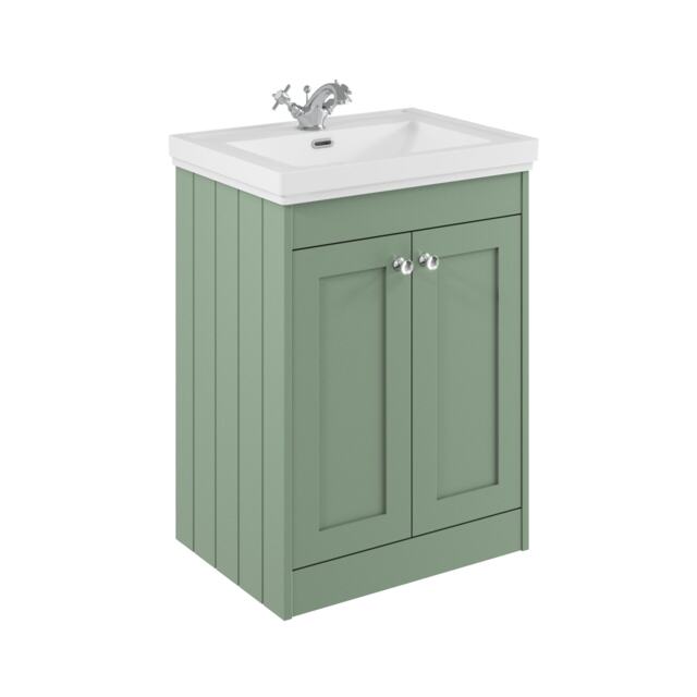 Balterley Floor Standing 2 Door Unit with Classic Basin 1 Tap Hole Green 800 x 600 x 453mm