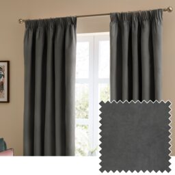 furn. The Ultimate Velvet Room Darkening Pencil Pleat Curtain Pair, Charcoal, (W)168x (D)183cm Grey Charcoal One Size