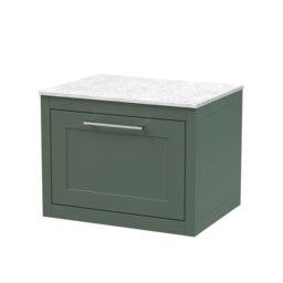 Balterley Traditional Bathroom Wall Hung 1 Drawer Vanity Unit and Marble Worktop Green Forest Green 468 x 610 x 460mm