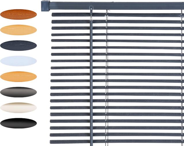 Lister Cartwright 25mm PVC Venetian Blinds Windows Easy Fit Child Safety Included (Steel Textured, 145 cm Width x 160 cm Drop)