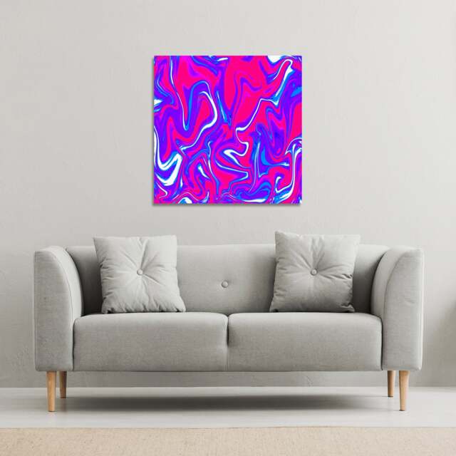 Pink & Blue Marble (Canvas Print) / 77 x 77 x 4cm Multi