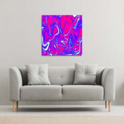 Pink & Blue Marble (Canvas Print) / 77 x 77 x 4cm Multi