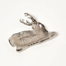 Homescapes Silver Reindeer Decorative Tray & Centrepiece Bowl