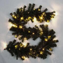 2m Prelit Alaskan Pine Black W/Warm White Christmas Christmas Garland