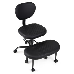 Ergonomic Cross Legged Office Chair with Wheels, Criss Cross Meditation Chair with Height-Adjustable Seat & 360° Rotatable Footrest, Kneeling Chair w/ Lumbar Support for Home Office