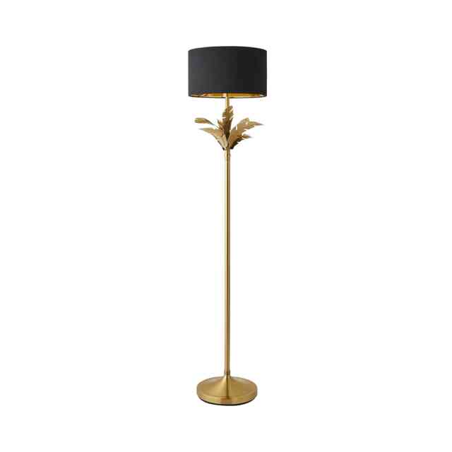 ValueLights Christina Gold Palm Leaf Floor Lamp Black Gold Shade