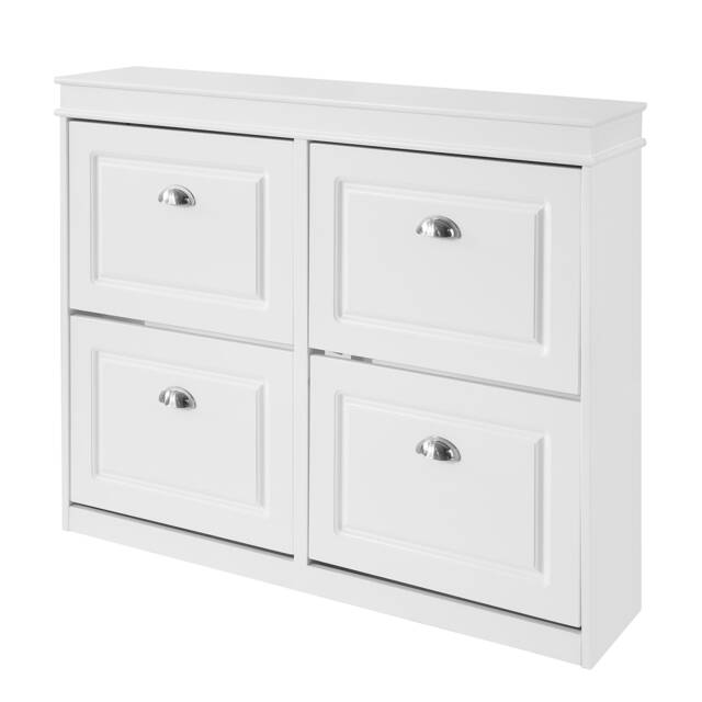 SoBuy FSR79-W,4 Flip-Drawer Shoe Rack Cabinet Storage 16 Pairs White White 1