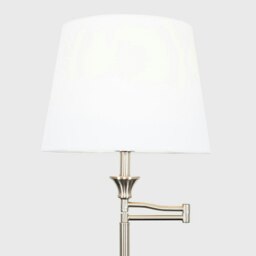 ValueLights Sinatra Brushed Chrome Floor Lamp White Taper Shade and Bulb