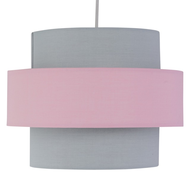 Pink and Grey Two Tier Light Shade Grey Grey cotton with pink cotton detail 1