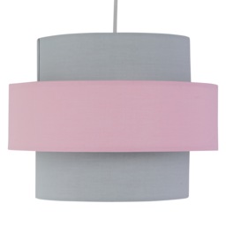 Pink and Grey Two Tier Light Shade Grey Grey cotton with pink cotton detail 1
