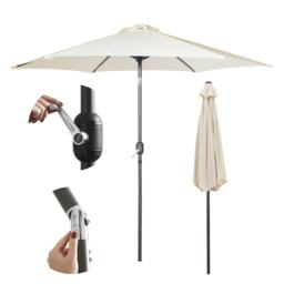 VonHaus Steel Parasol Ivory 2.7M Hand Crank & Tilt Function