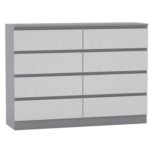 Minimalist Chest of 8 Drawers - 88.3x120x35cm Grey Grey & White 1