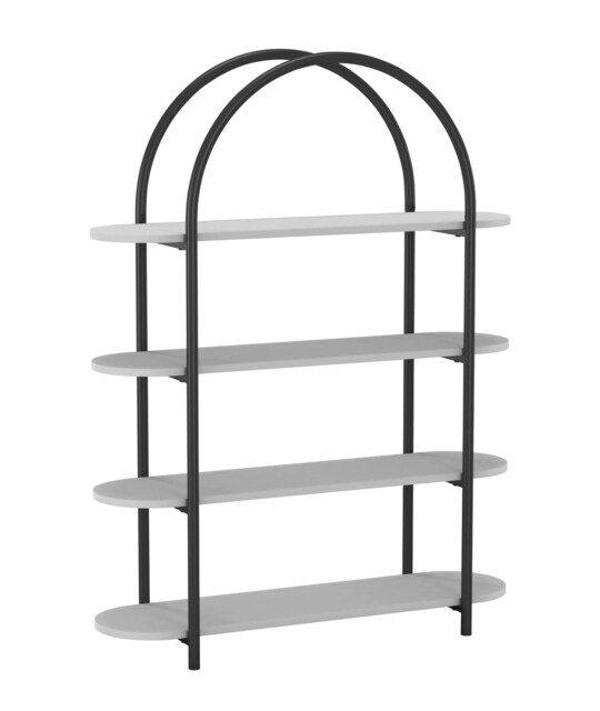 4 Tier Wooden Shelving Arched Unit Industrial Storage Bookcase Display Shelves Multi White