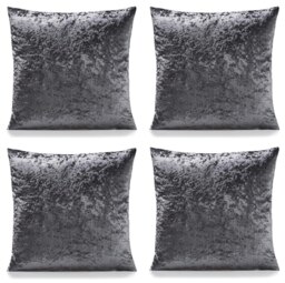 Plain Crushed Velvet 45cm x 45cm Charcoal Cushion Set of 4 Grey 45cm x 45cm x 10cm 4