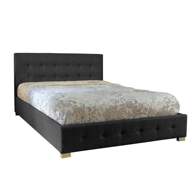 5ft Kingsize Fabric Ottoman Storage Gaslift Bedframe In Black