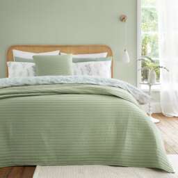 Bianca Quilted Lines Bedspread Green Sage Green One Size