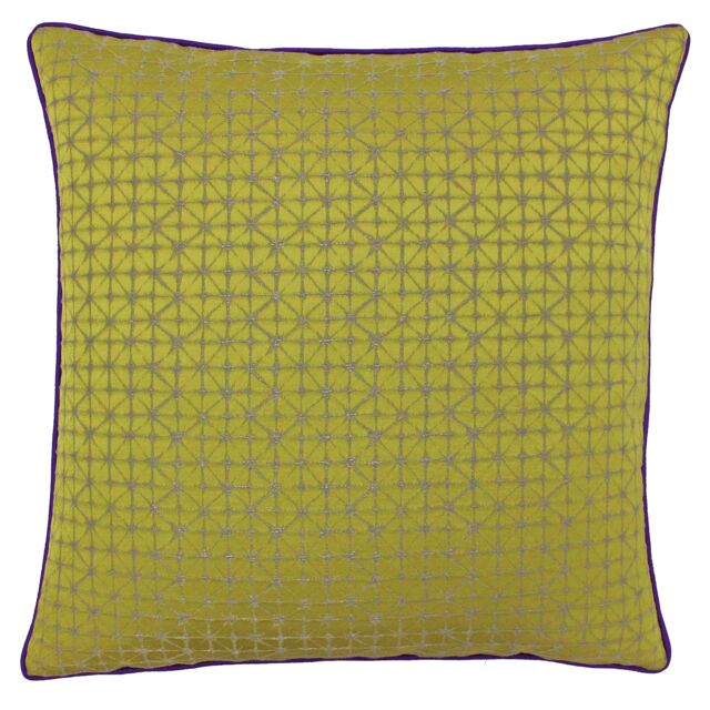 Paoletti Pimlico Jacquard Cushion, Gold/Purple, 45 x 45cm