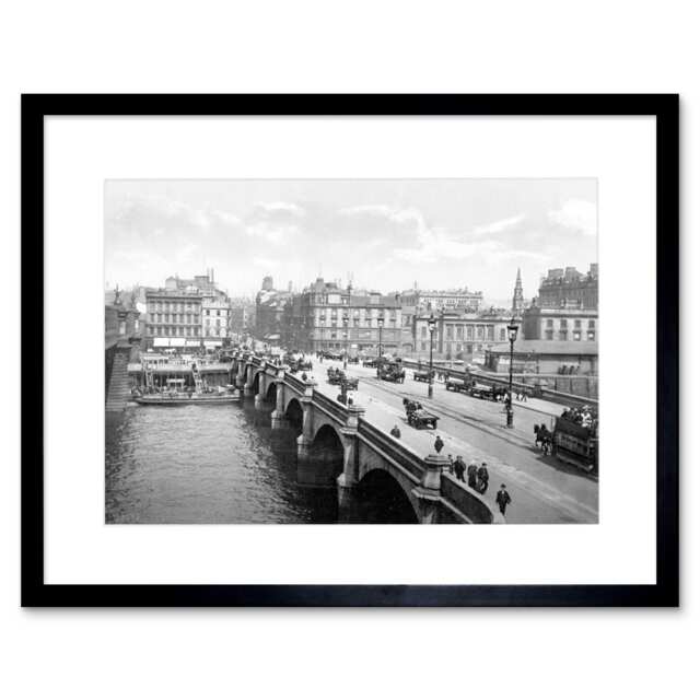 "Vintage Photo Glasgow Bridge Scotland 12x16"" Framed Wall Art Print"