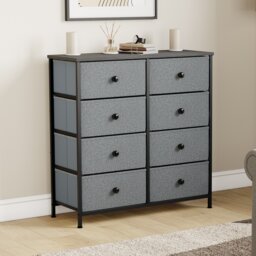 Vida Designs Chorley 8 Drawer Fabric Drawer Chest, Grey & Black