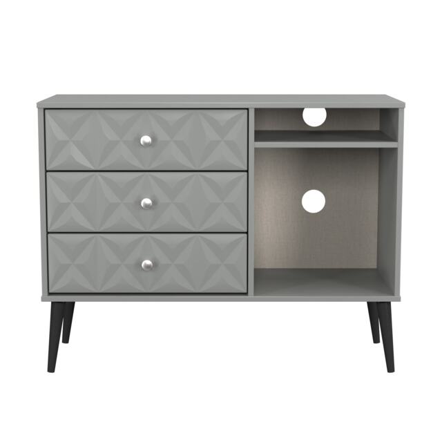 Toledo 3 Drawer TV Unit in Dusk Grey (Ready Assembled) Grey Dusk Grey