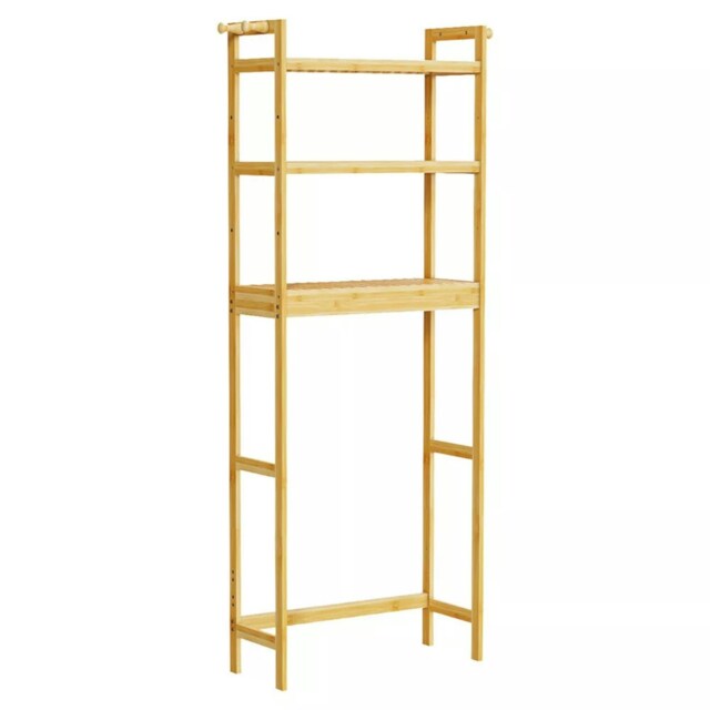 3 Tier Wooden Over Toilet Storage Unit Natural Brown Brown One Size