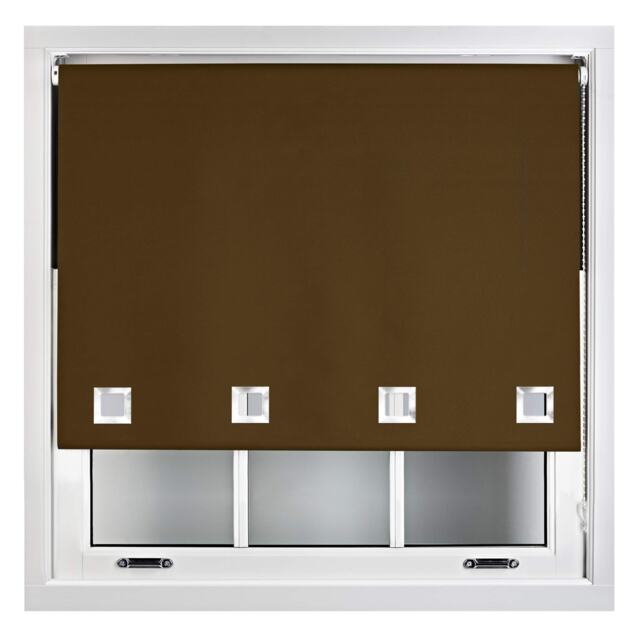 FURNISHED Blackout Roller Blinds with Large Square Eyelets Made to Measure Window Shade Brown Brown (W) 180cm x (L) 210cm