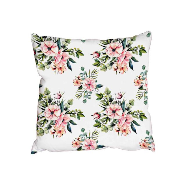 Floral pattern with watercolor pink flowers (Outdoor Cushion)
