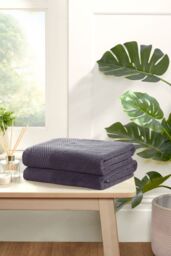 Eden Weave Pure Cotton Bath Sheet Towels Set Of 2 Grey Bath sheet 2