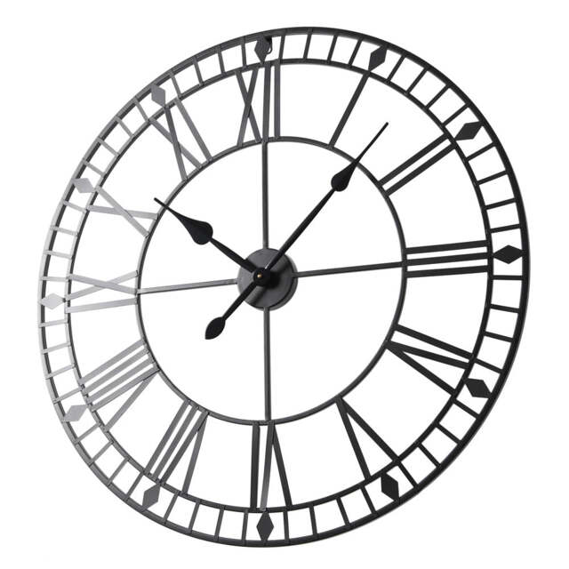 EOS - Skeleton Wall Clock with Roman Numerals - 80x80cm - (Black)