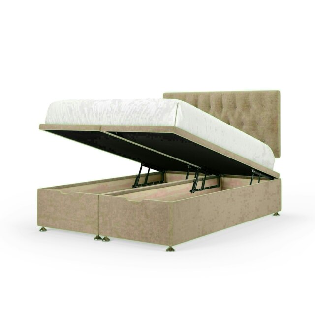 Mink Naples Velvet Ottoman Base and Lona Headboard Single Multi