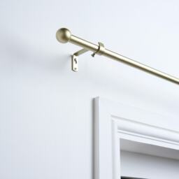 OHS Extendable Metal Finial Ball Ends Wall Mounted Rod Fittings Curtain Pole - Brass Gold Brass