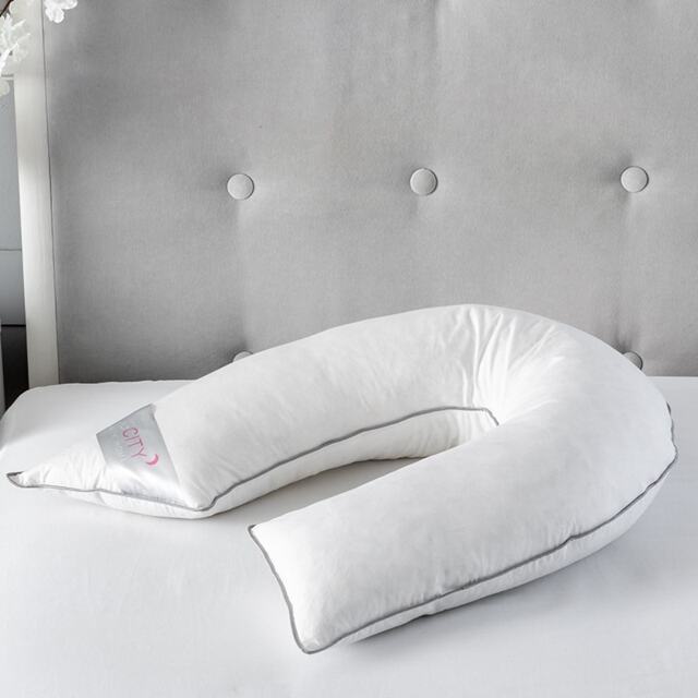 V Shape Duck Feather And Down Luxury Pillow 100% Cotton Cover White