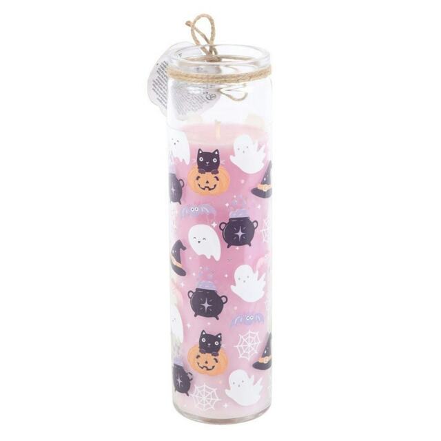 Something Different Candy Apple Pastel Halloween Tube Candle - Pink/Black/White - One Size