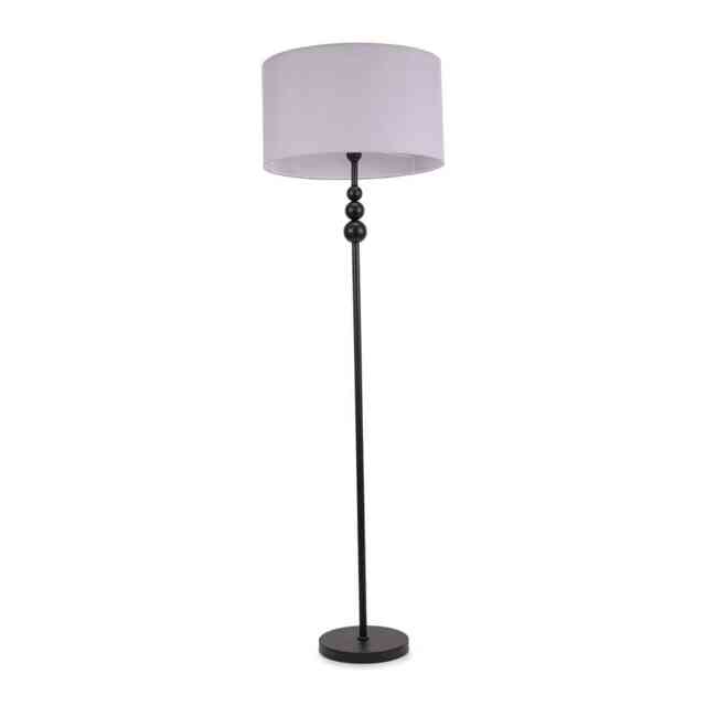 ValueLights Marissa Grey Shade with Black Stacked Ball Floor Lamp Black