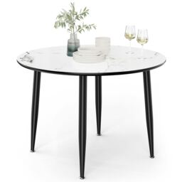 VonHaus Round 4 Seater Marble Effect Dining Table