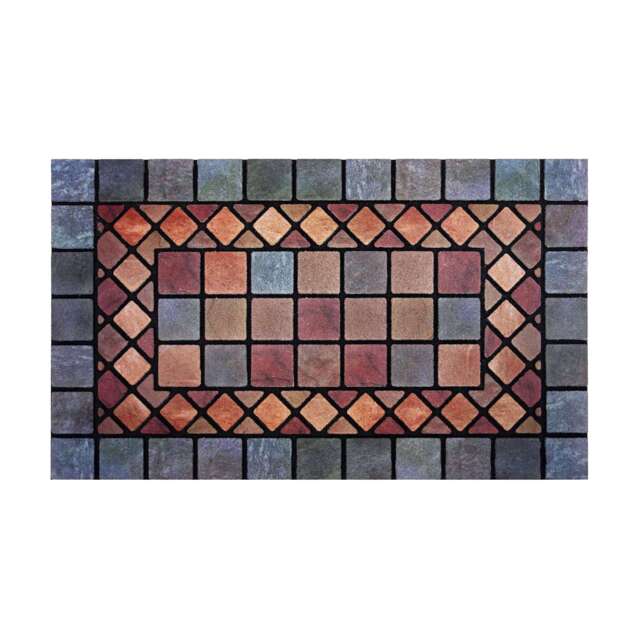 Nicoman Rubber Elegant Blue Tile Doormat - 75x44cm