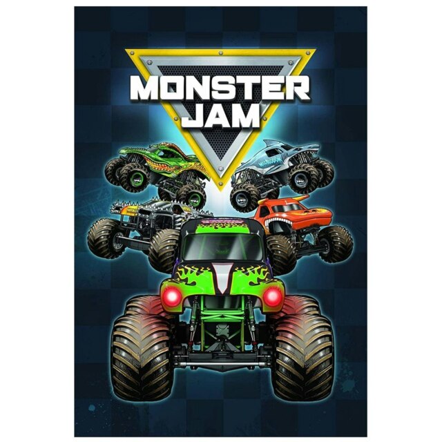 Monster Jam Fleece Truck Blanket - Black/Blue - 150cm x 100cm Black