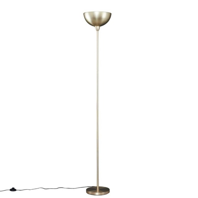 ValueLights Forseti Brushed Gold Floor Lamp and Bulb