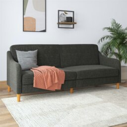 Jasper coil 3-seater Sofa Bed in grey fabric Grey DARK GREY Not provided