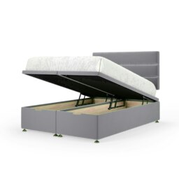 Silver Plush Velvet Ottoman Base and Milan Headboard Small Double Multi