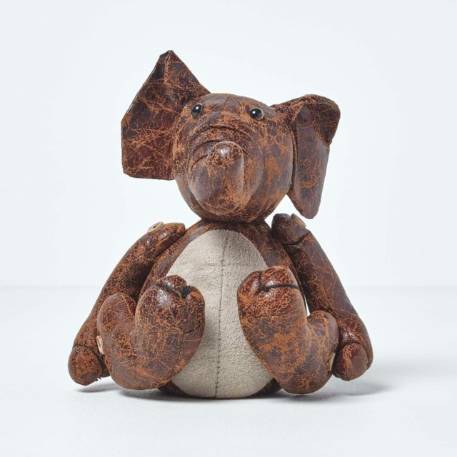 Homescapes Faux Leather Animal Elephant Door Stopper