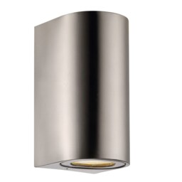 Nordlux Canto Outdoor Wall Light Silver Stainless steel Solar GU10 Sensor Weatherproof - Mains Powered, IP44
