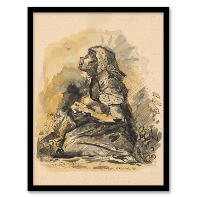 "Gypsy and Lark Watercolour Kubincan Framed Wall Art Print 12X16"""