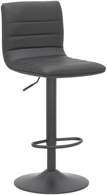 Aldo Black Bar Stool - Adjustable Height Kitchen Stool with Faux Leather Seat