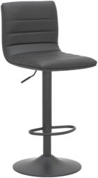 Aldo Black Bar Stool - Adjustable Height Kitchen Stool with Faux Leather Seat