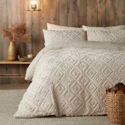 Fusion Geo Fleece Duvet Cover Set Natural